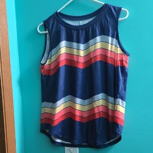 Striped Sleeveless Top - Blue, Red, Yellow
